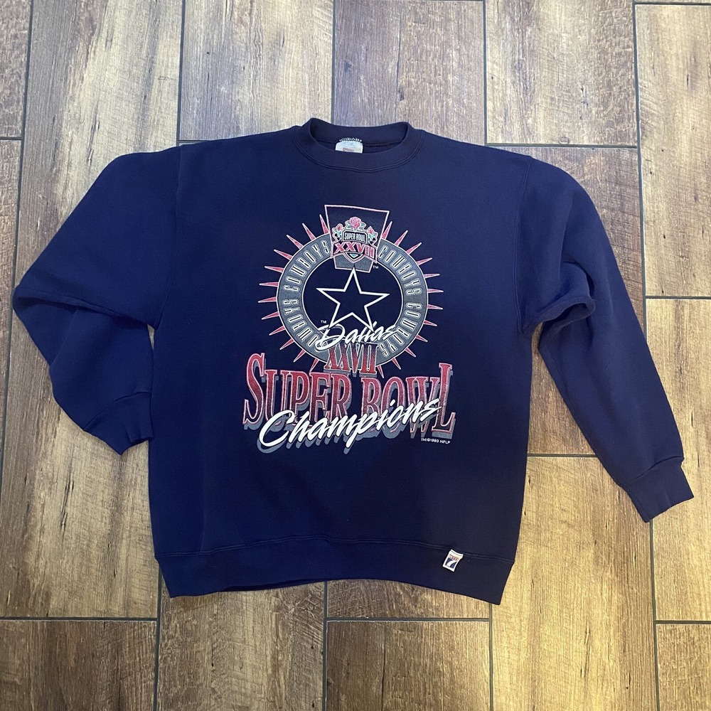 VTG NFL Dallas Cowboys Super Bowl champions sweater 1993 blue Large TROY AIKMAN